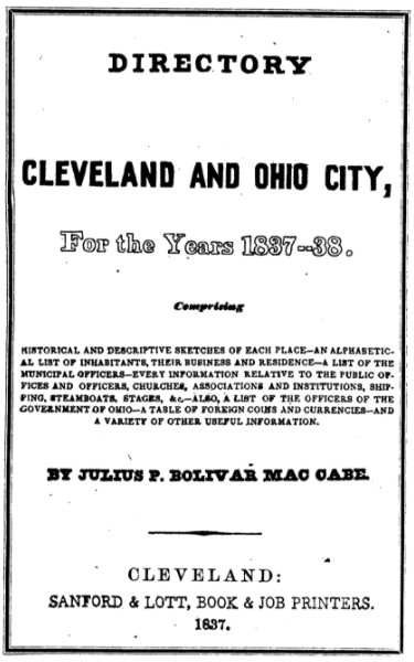 A directory of the cities of Cleveland & Ohio, for the years 1837-38